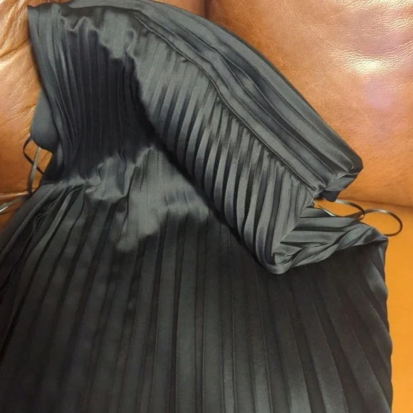 Sam Edelman Pleated Asymmetric Hem Satin Dress - Picture 7 of 12
